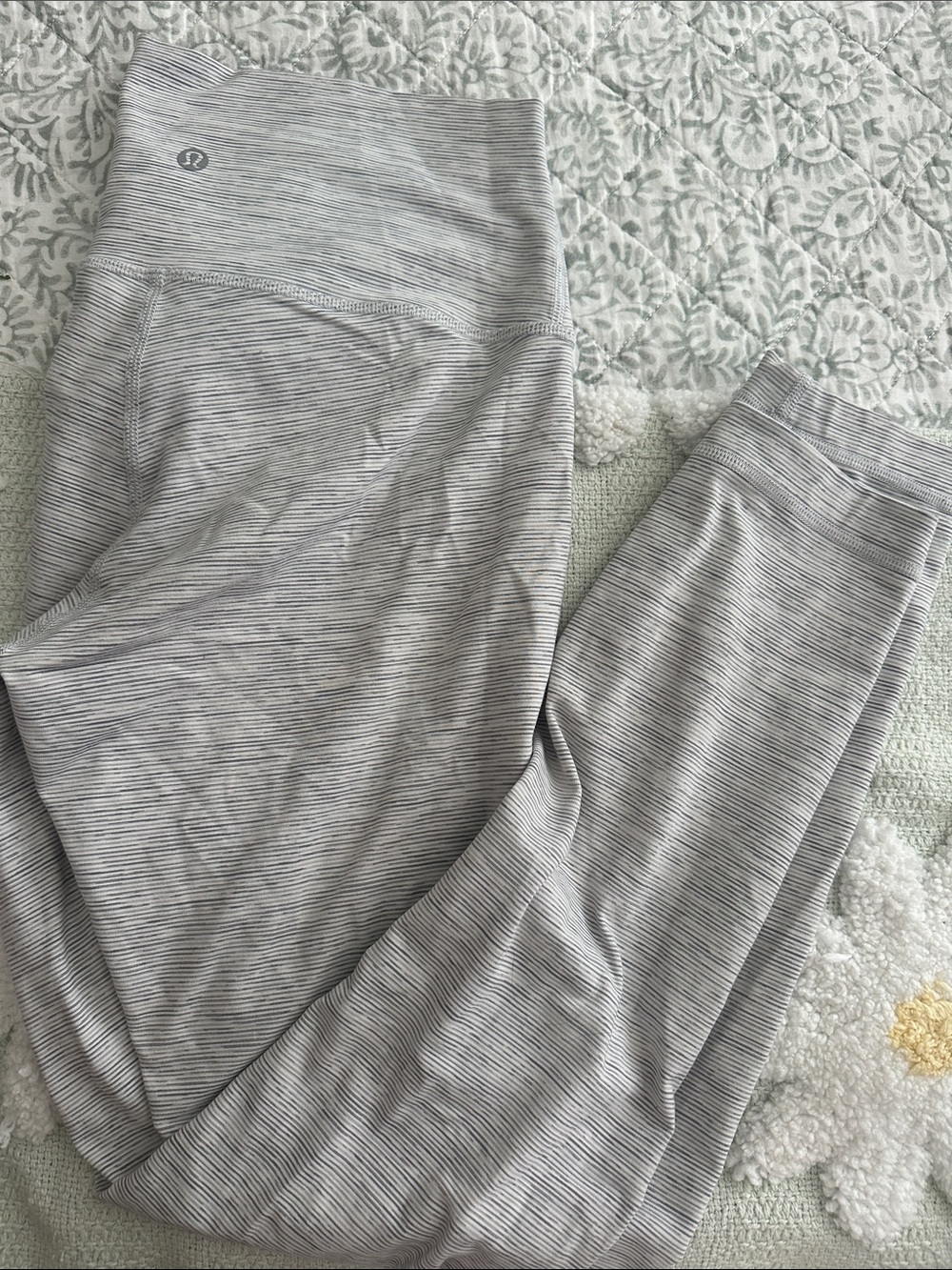 Lululemon Light Gray Striped High-Rise Leggings